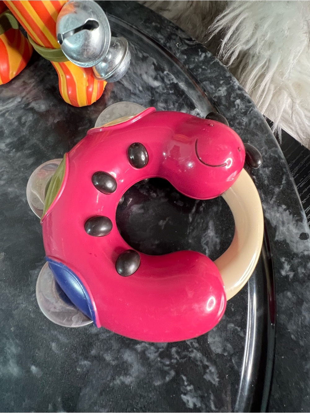 B. Toys Justb-byou Bug Bells 8” Worm Tambourine 5” Rattle Music Rattle & Shaker - Picture 2 of 8